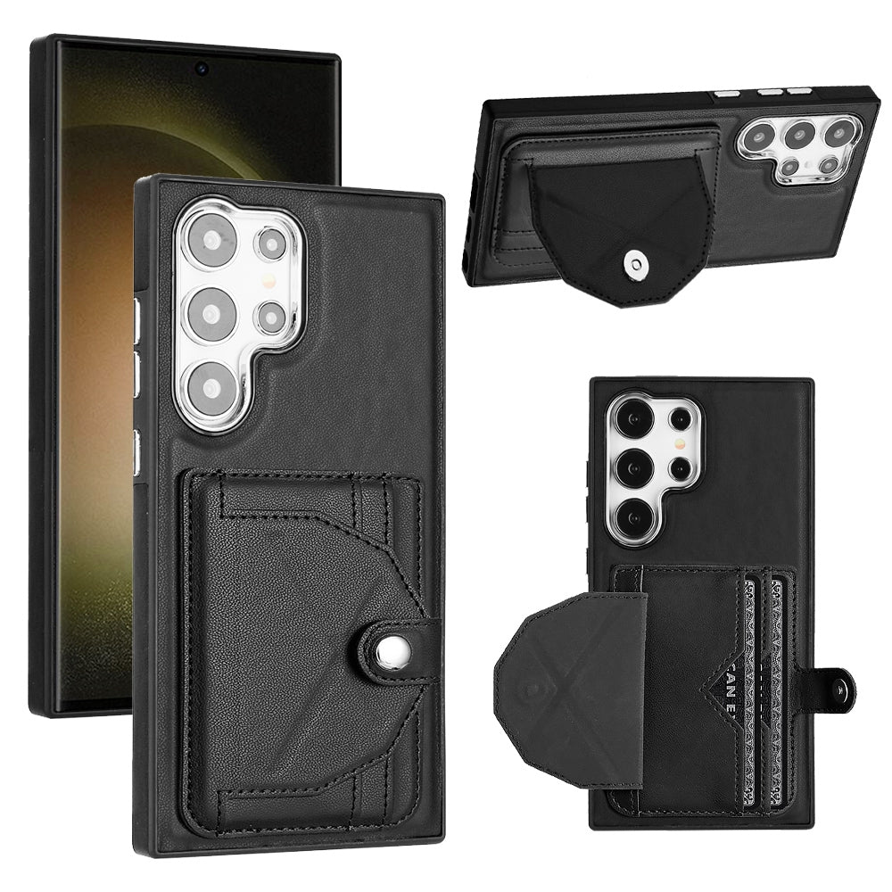 For Samsung Galaxy S24 Ultra 5G Leather Case - Shockproof with Card Holder, Durable Design