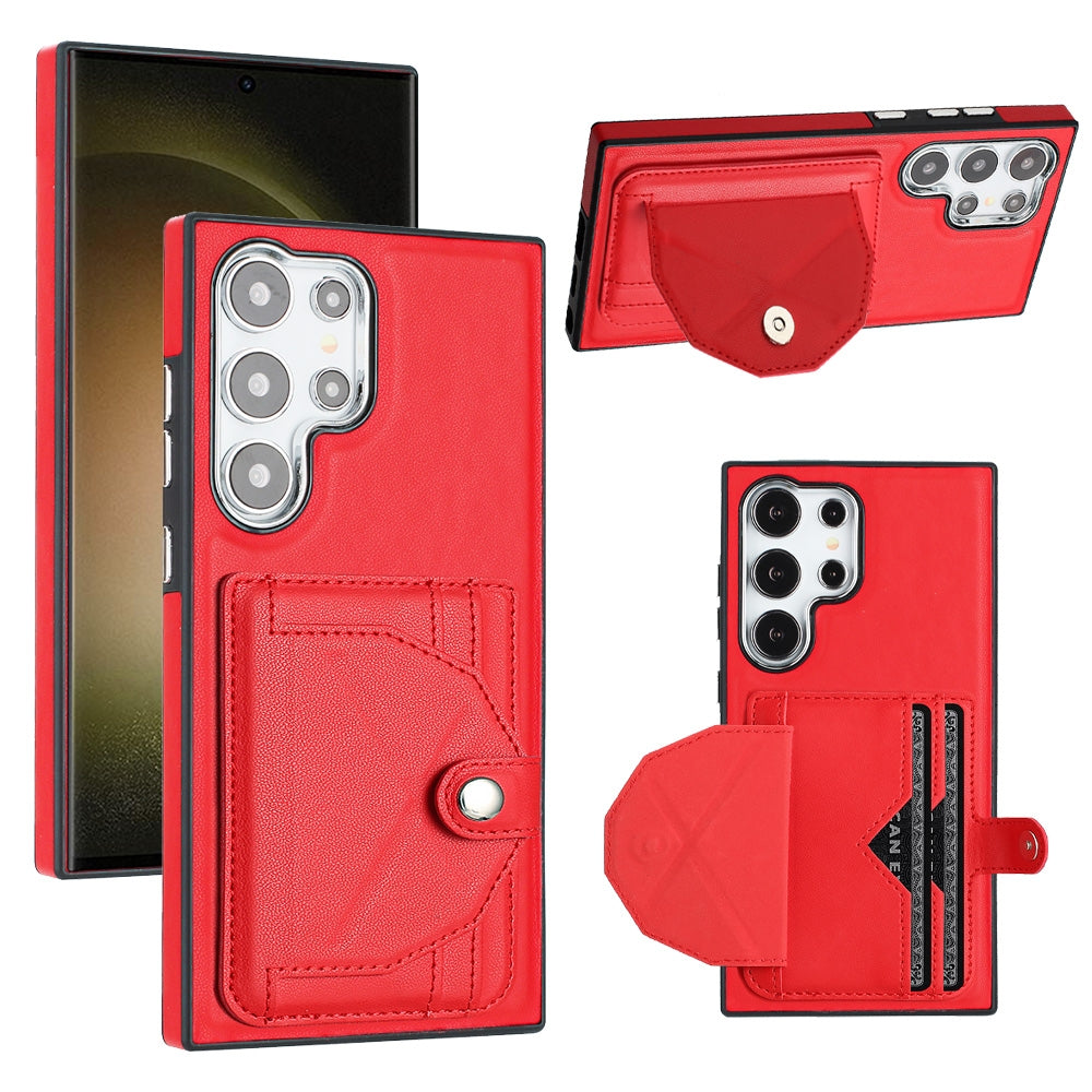 For Samsung Galaxy S24 Ultra 5G Leather Case - Shockproof with Card Holder, Durable Design