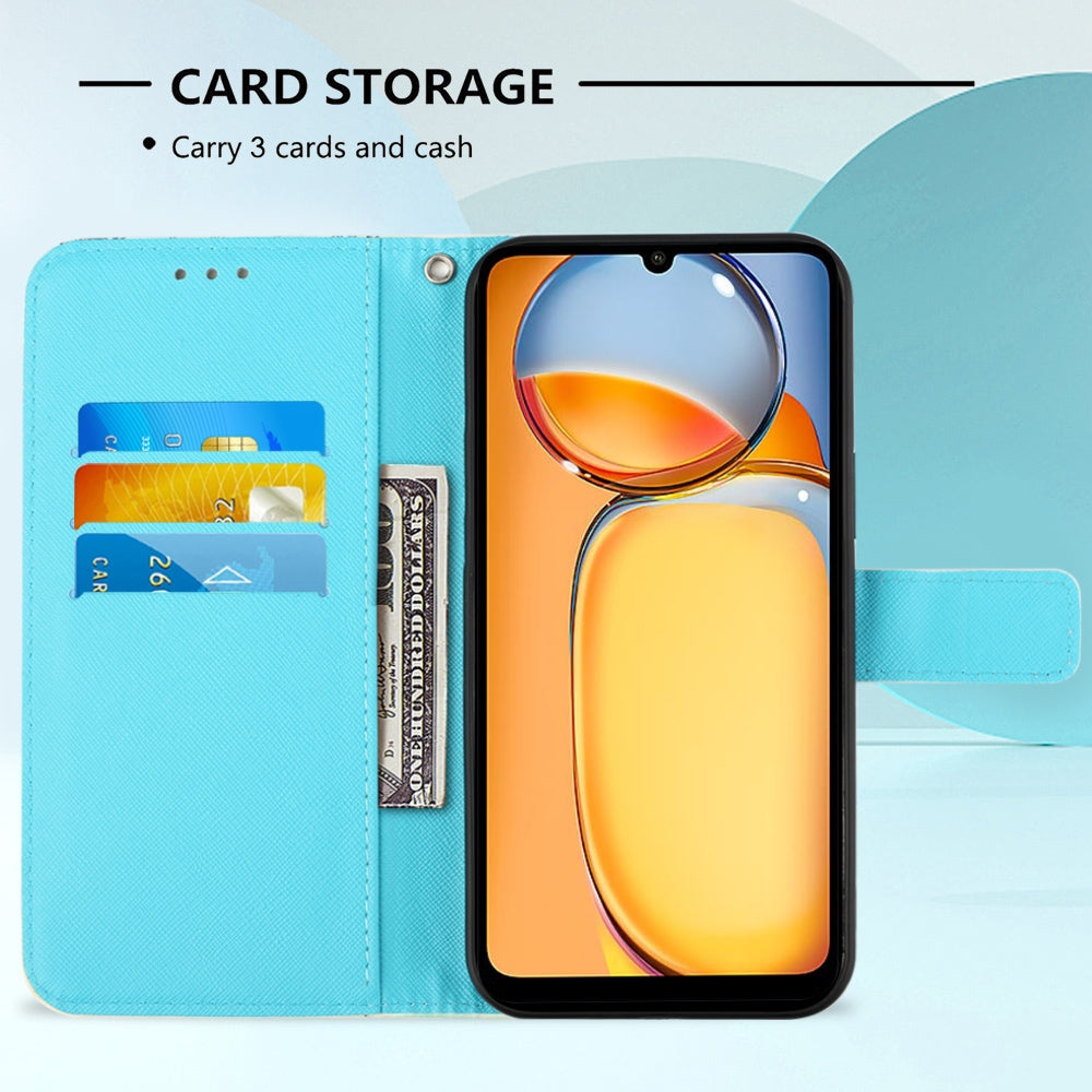 Xiaomi Redmi 13C Leather Flip Phone Case with 3D Painted Design, Card Holder, Wallet & Stand Function - Durable Protection & Easy Access