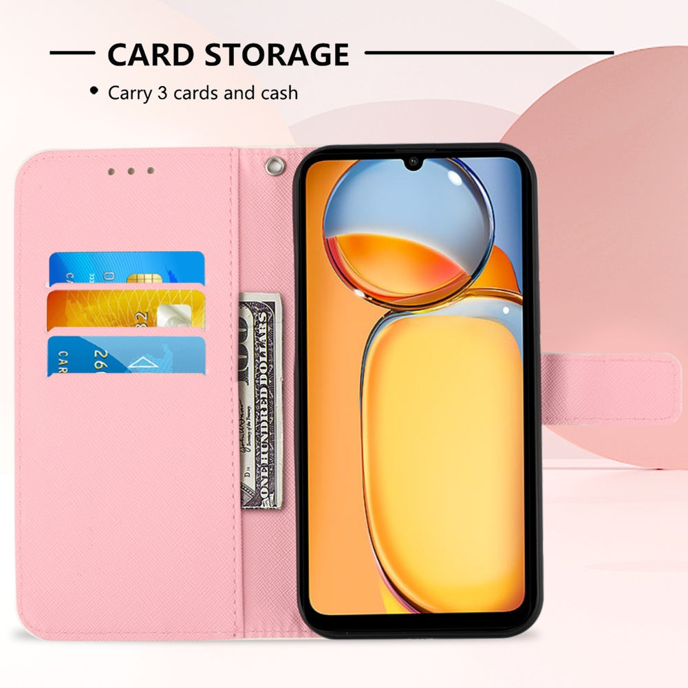 Xiaomi Redmi 13C Leather Flip Phone Case with 3D Painted Design, Card Holder, Wallet & Stand Function - Durable Protection & Easy Access