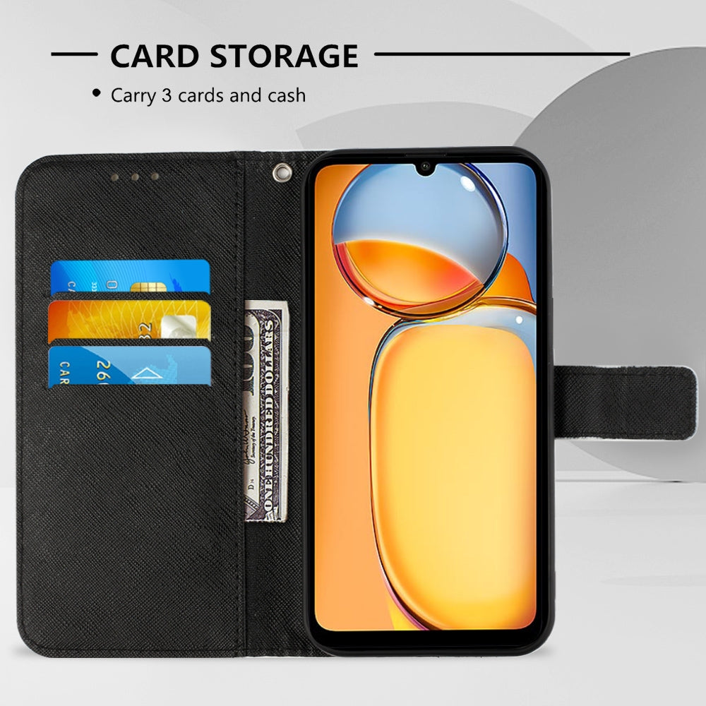 Xiaomi Redmi 13C Leather Flip Phone Case with 3D Painted Design, Card Holder, Wallet & Stand Function - Durable Protection & Easy Access