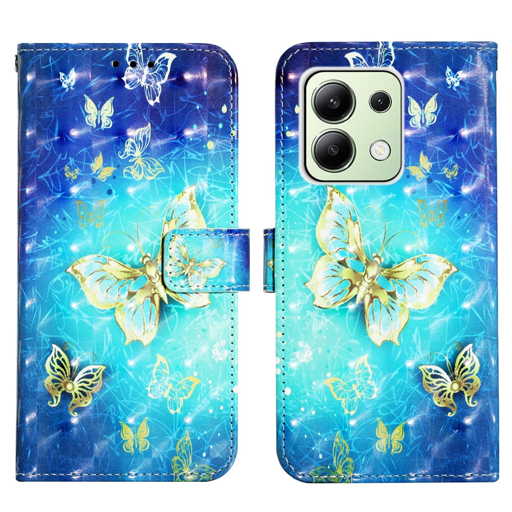 Xiaomi Redmi Note 13 4G Global Leather Flip Phone Case with 3D Painted Design, Card Holder, Wallet & Stand Function - Durable Protection & Easy Access