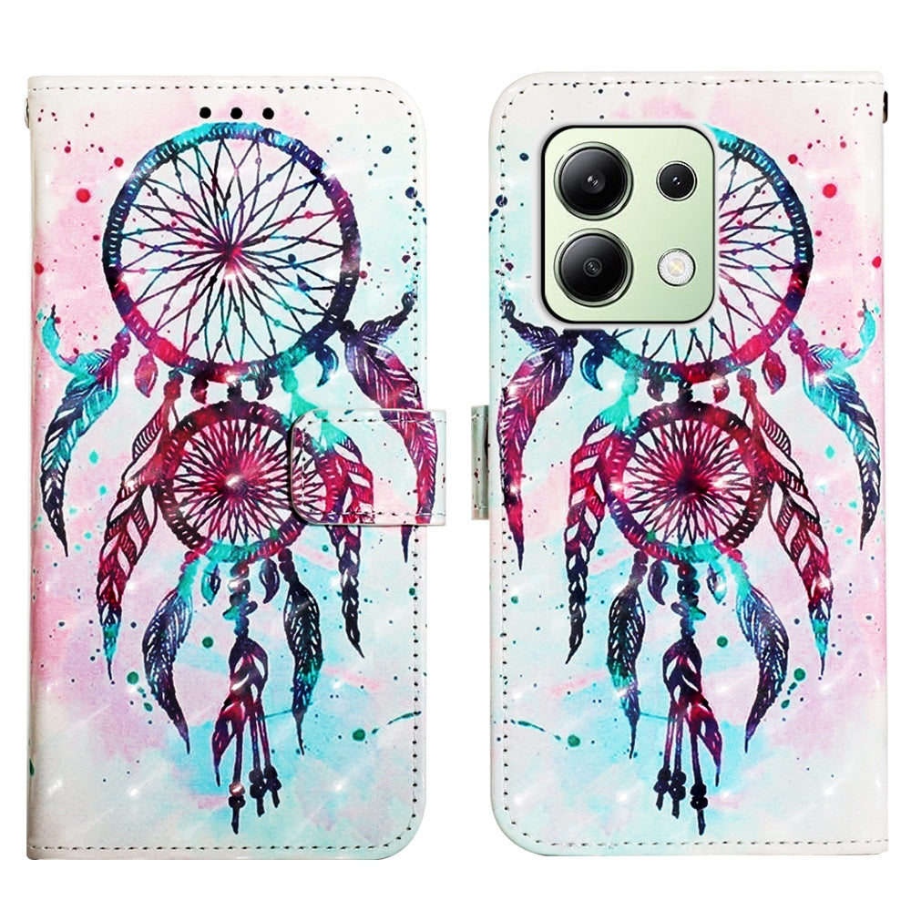 Xiaomi Redmi Note 13 4G Global Leather Flip Phone Case with 3D Painted Design, Card Holder, Wallet & Stand Function - Durable Protection & Easy Access