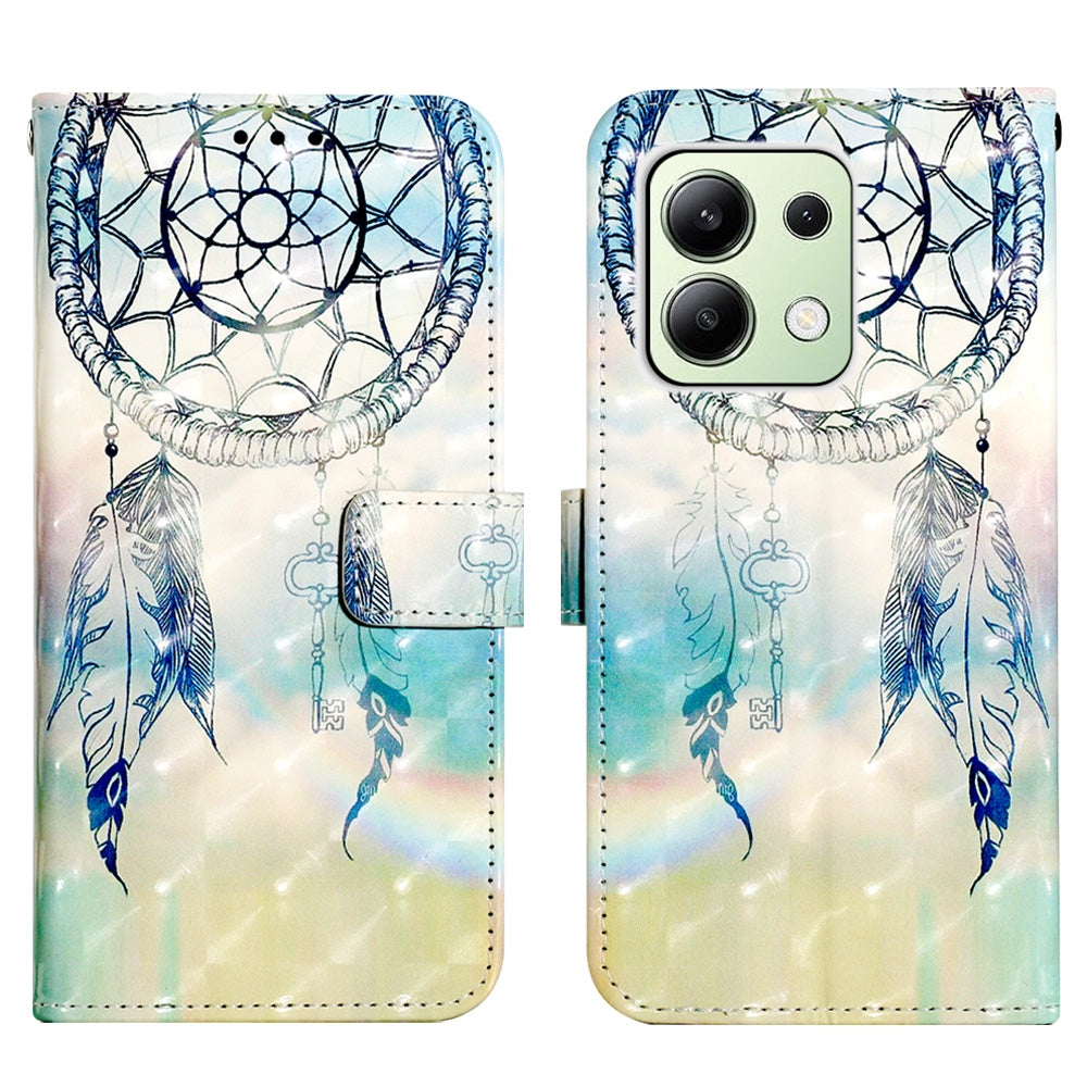 Xiaomi Redmi Note 13 4G Global Leather Flip Phone Case with 3D Painted Design, Card Holder, Wallet & Stand Function - Durable Protection & Easy Access