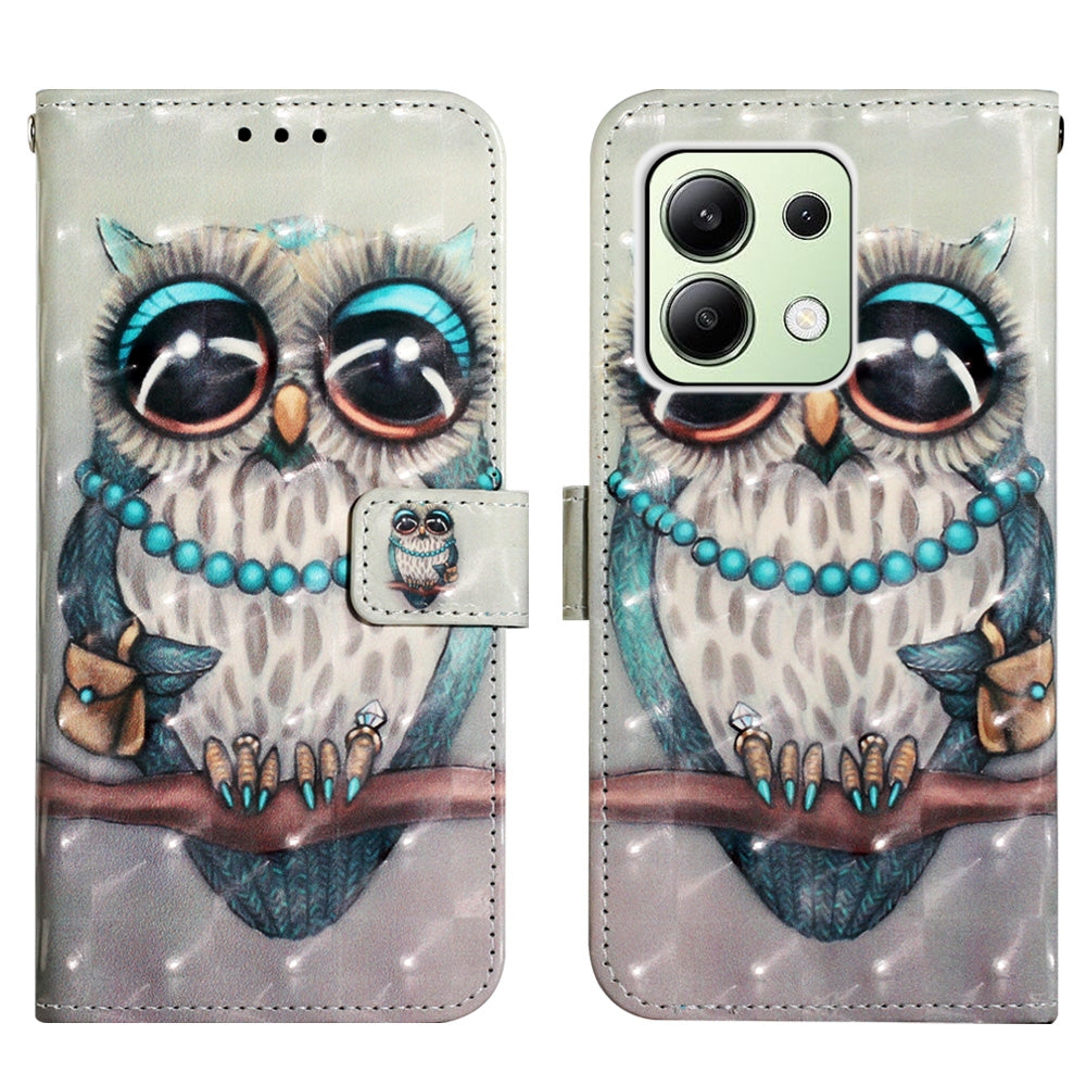 Xiaomi Redmi Note 13 4G Global Leather Flip Phone Case with 3D Painted Design, Card Holder, Wallet & Stand Function - Durable Protection & Easy Access