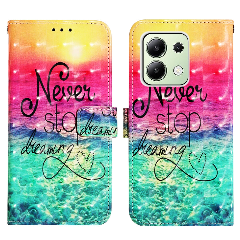 Xiaomi Redmi Note 13 4G Global Leather Flip Phone Case with 3D Painted Design, Card Holder, Wallet & Stand Function - Durable Protection & Easy Access