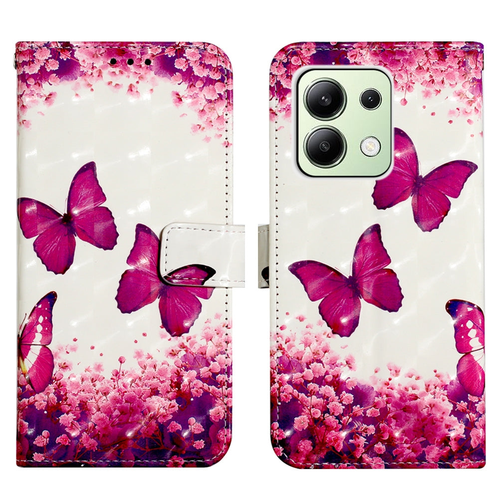 Xiaomi Redmi Note 13 4G Global Leather Flip Phone Case with 3D Painted Design, Card Holder, Wallet & Stand Function - Durable Protection & Easy Access