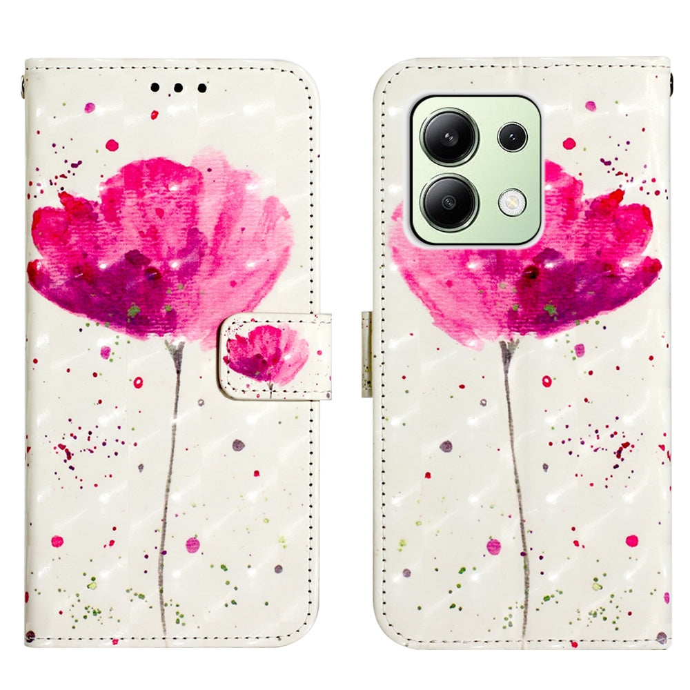 Xiaomi Redmi Note 13 4G Global Leather Flip Phone Case with 3D Painted Design, Card Holder, Wallet & Stand Function - Durable Protection & Easy Access