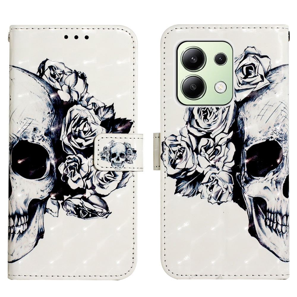 Xiaomi Redmi Note 13 4G Global Leather Flip Phone Case with 3D Painted Design, Card Holder, Wallet & Stand Function - Durable Protection & Easy Access