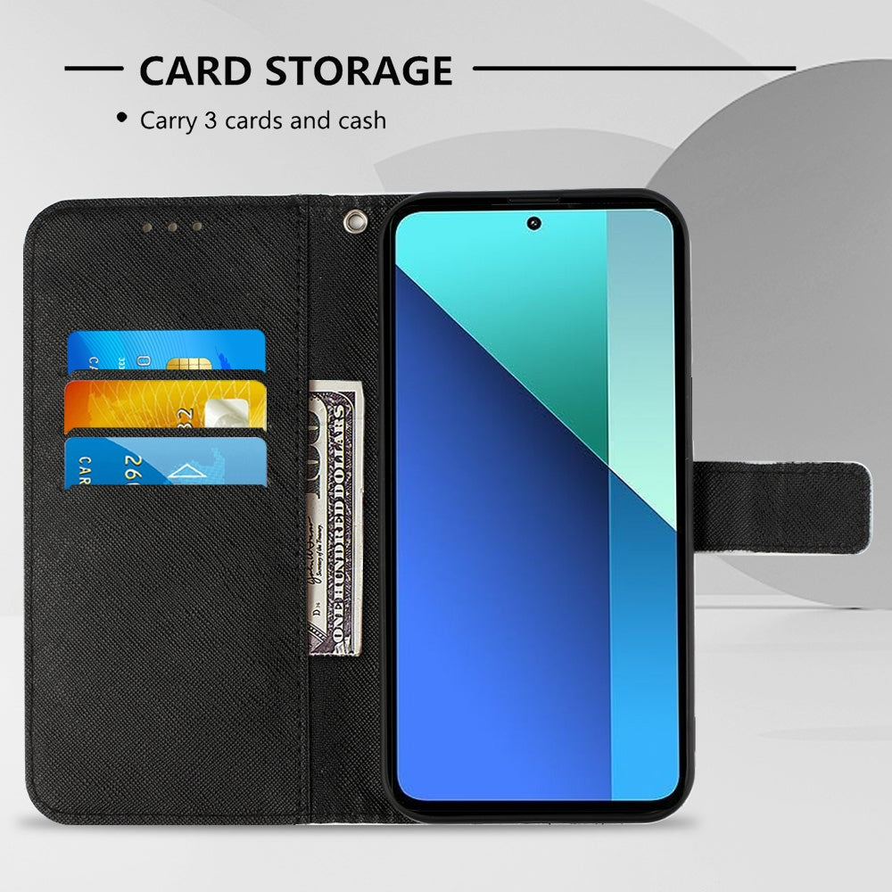 Xiaomi Redmi Note 13 4G Global Leather Flip Phone Case with 3D Painted Design, Card Holder, Wallet & Stand Function - Durable Protection & Easy Access