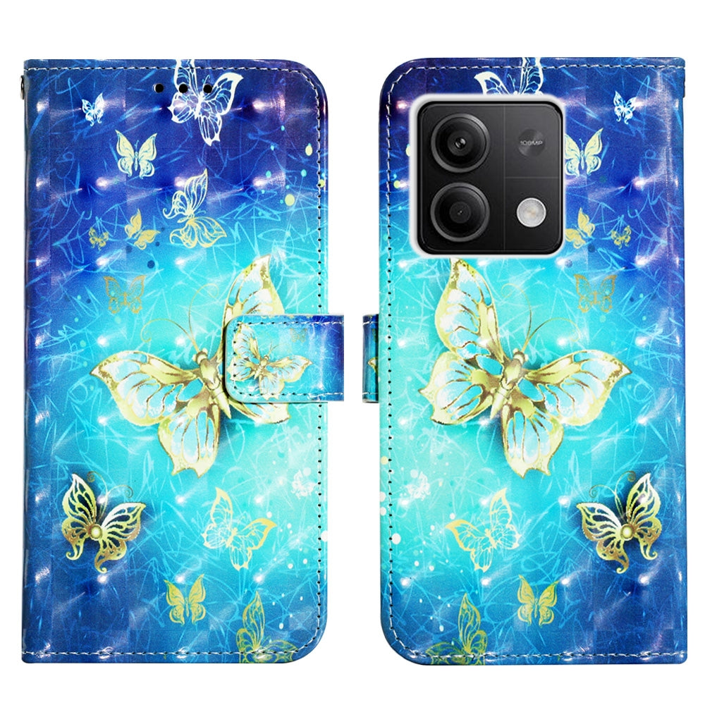 Xiaomi Redmi Note 13 5G Global Leather Flip Phone Case with 3D Painted Design, Card Holder, Wallet & Stand Function - Durable Protection & Easy Access