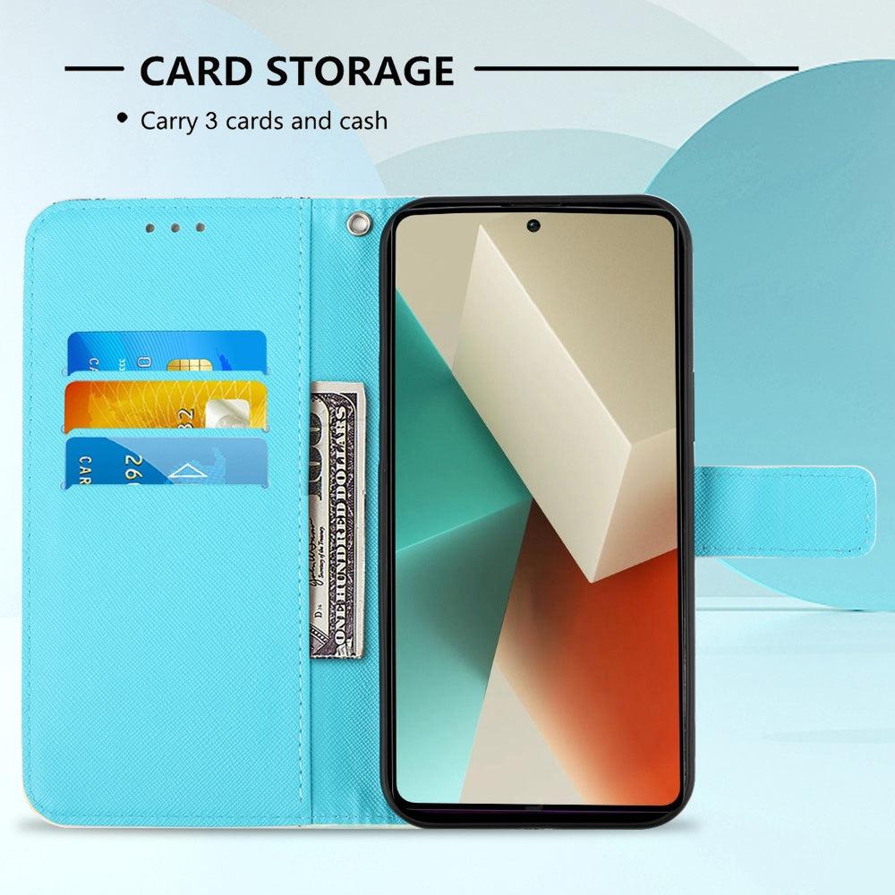 Xiaomi Redmi Note 13 5G Global Leather Flip Phone Case with 3D Painted Design, Card Holder, Wallet & Stand Function - Durable Protection & Easy Access