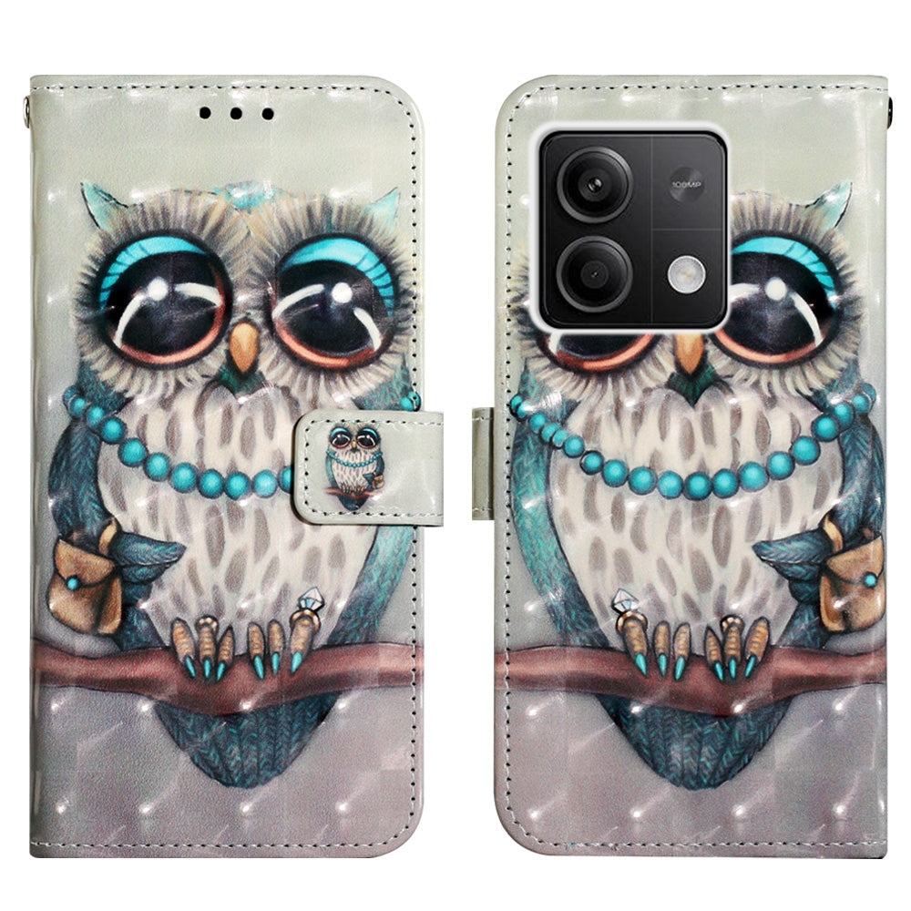 Xiaomi Redmi Note 13 5G Global Leather Flip Phone Case with 3D Painted Design, Card Holder, Wallet & Stand Function - Durable Protection & Easy Access