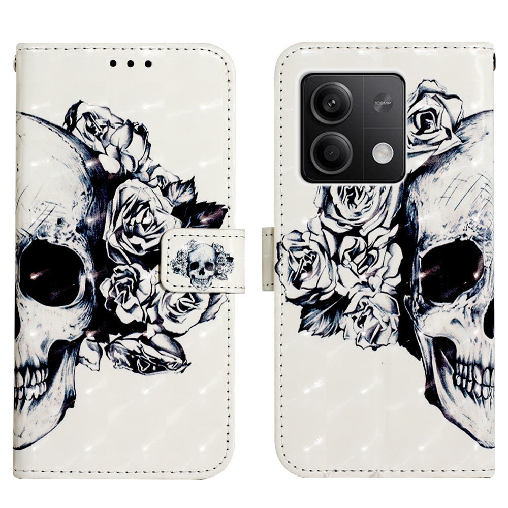 Xiaomi Redmi Note 13 5G Global Leather Flip Phone Case with 3D Painted Design, Card Holder, Wallet & Stand Function - Durable Protection & Easy Access