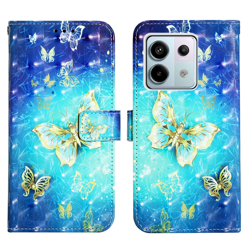 Xiaomi Redmi Note 13 Pro 5G Global Leather Flip Phone Case with 3D Painted Design, Card Holder, Wallet & Stand Function - Durable Protection & Easy Access