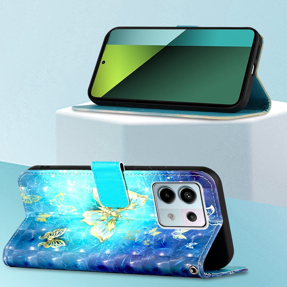 Xiaomi Redmi Note 13 Pro 5G Global Leather Flip Phone Case with 3D Painted Design, Card Holder, Wallet & Stand Function - Durable Protection & Easy Access