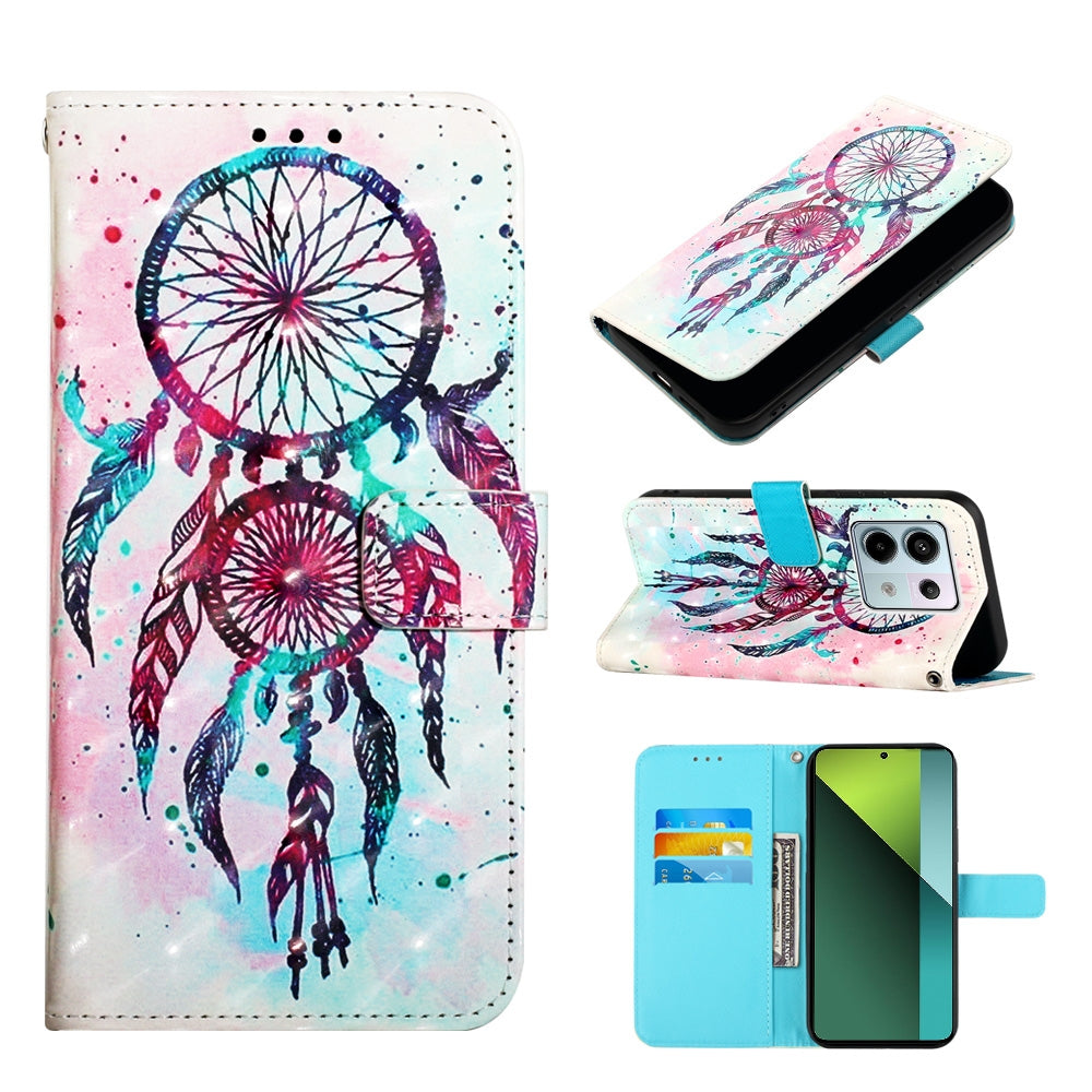 Xiaomi Redmi Note 13 Pro 5G Global Leather Flip Phone Case with 3D Painted Design, Card Holder, Wallet & Stand Function - Durable Protection & Easy Access
