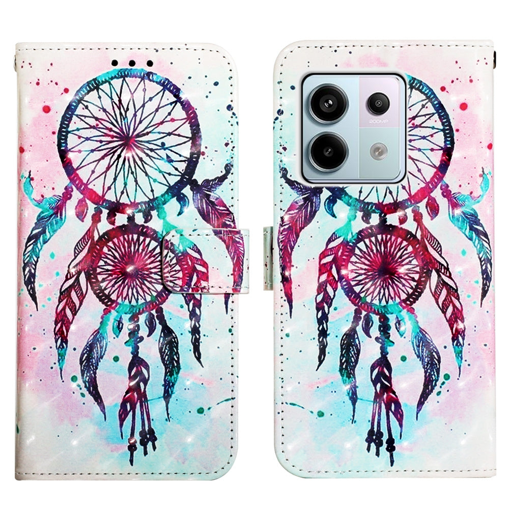 Xiaomi Redmi Note 13 Pro 5G Global Leather Flip Phone Case with 3D Painted Design, Card Holder, Wallet & Stand Function - Durable Protection & Easy Access