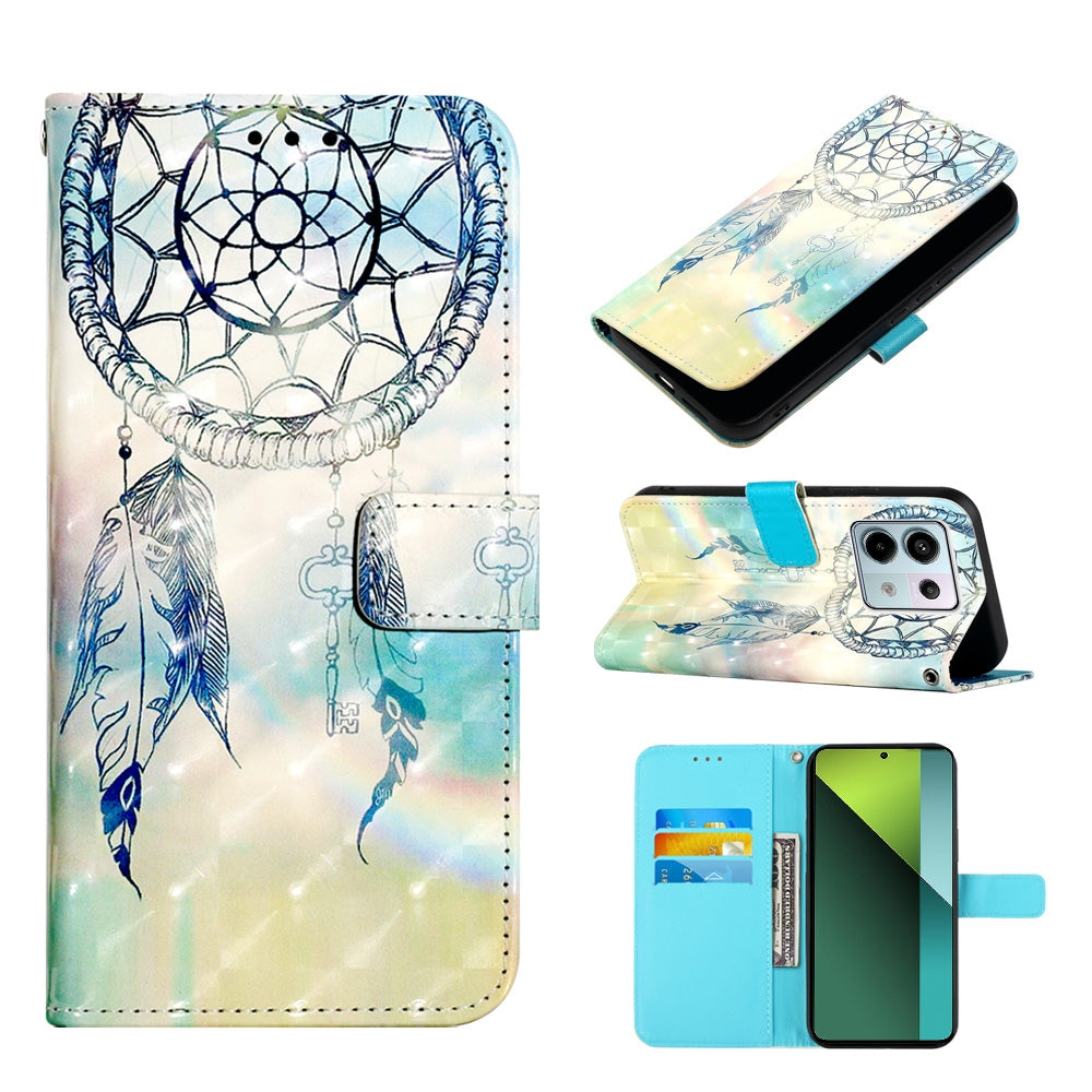 Xiaomi Redmi Note 13 Pro 5G Global Leather Flip Phone Case with 3D Painted Design, Card Holder, Wallet & Stand Function - Durable Protection & Easy Access