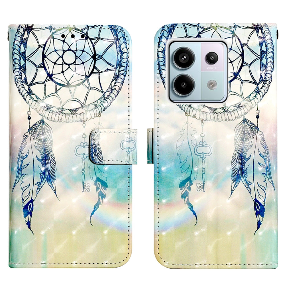 Xiaomi Redmi Note 13 Pro 5G Global Leather Flip Phone Case with 3D Painted Design, Card Holder, Wallet & Stand Function - Durable Protection & Easy Access