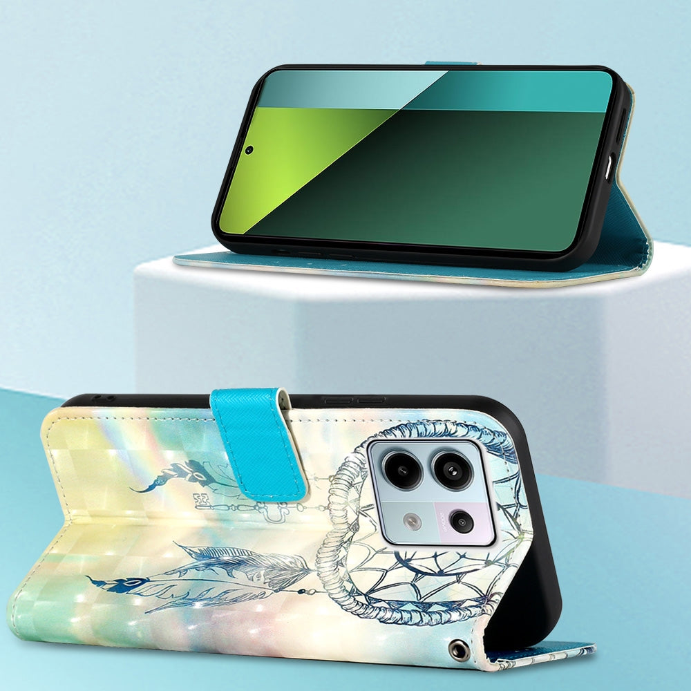 Xiaomi Redmi Note 13 Pro 5G Global Leather Flip Phone Case with 3D Painted Design, Card Holder, Wallet & Stand Function - Durable Protection & Easy Access