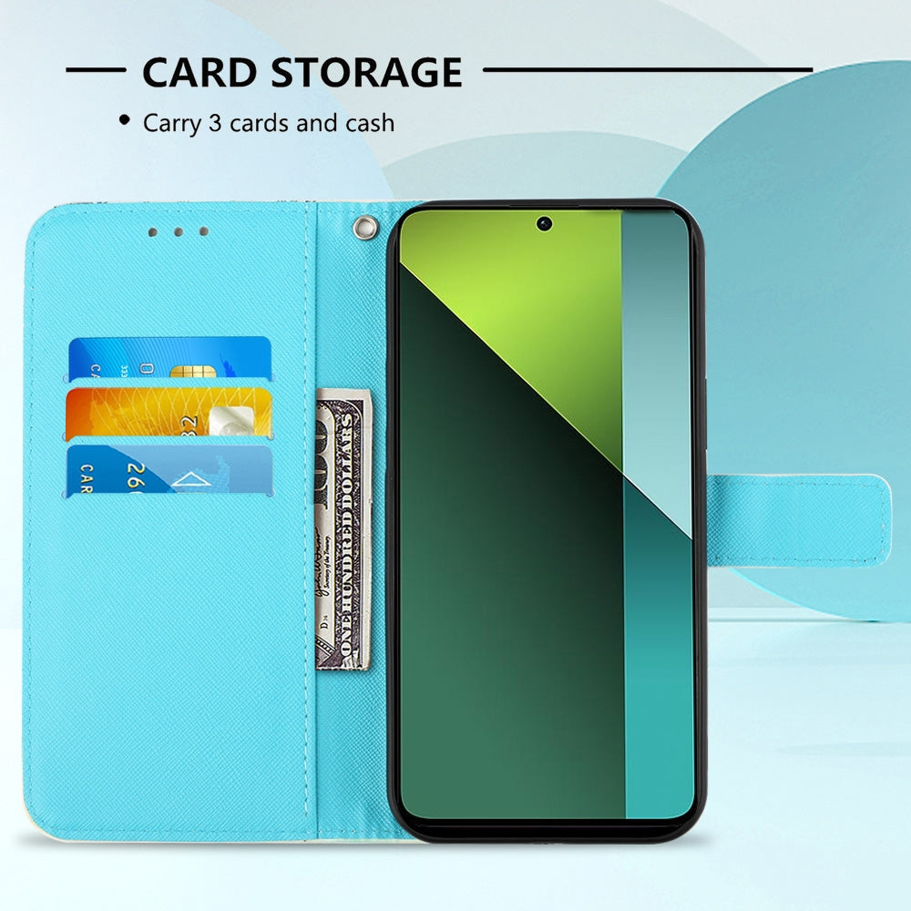 Xiaomi Redmi Note 13 Pro 5G Global Leather Flip Phone Case with 3D Painted Design, Card Holder, Wallet & Stand Function - Durable Protection & Easy Access