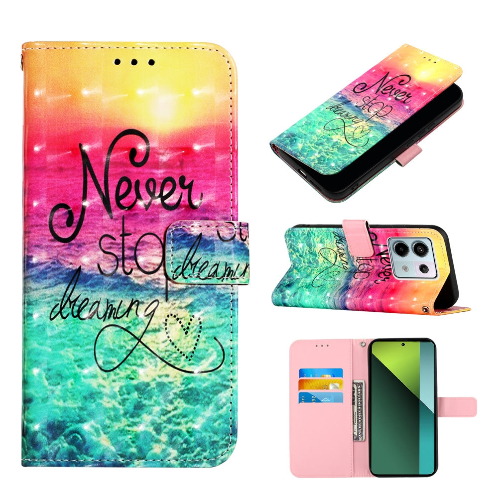 Xiaomi Redmi Note 13 Pro 5G Global Leather Flip Phone Case with 3D Painted Design, Card Holder, Wallet & Stand Function - Durable Protection & Easy Access