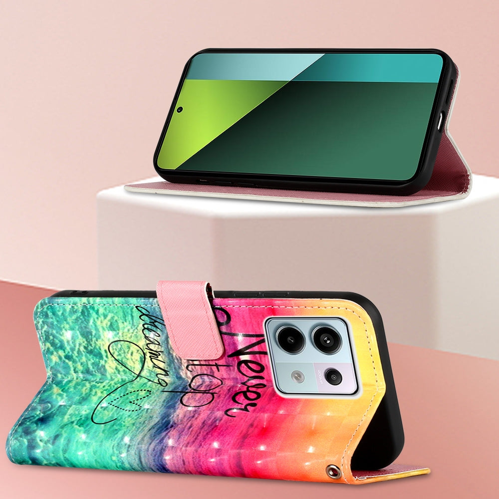 Xiaomi Redmi Note 13 Pro 5G Global Leather Flip Phone Case with 3D Painted Design, Card Holder, Wallet & Stand Function - Durable Protection & Easy Access