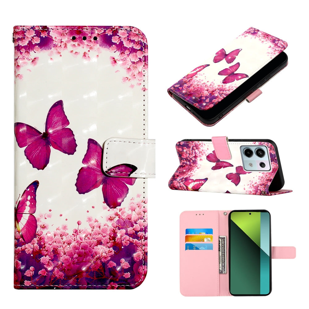 Xiaomi Redmi Note 13 Pro 5G Global Leather Flip Phone Case with 3D Painted Design, Card Holder, Wallet & Stand Function - Durable Protection & Easy Access