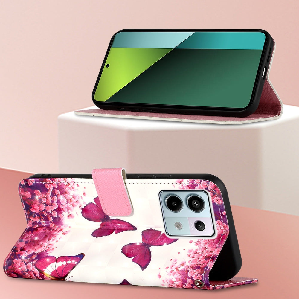 Xiaomi Redmi Note 13 Pro 5G Global Leather Flip Phone Case with 3D Painted Design, Card Holder, Wallet & Stand Function - Durable Protection & Easy Access