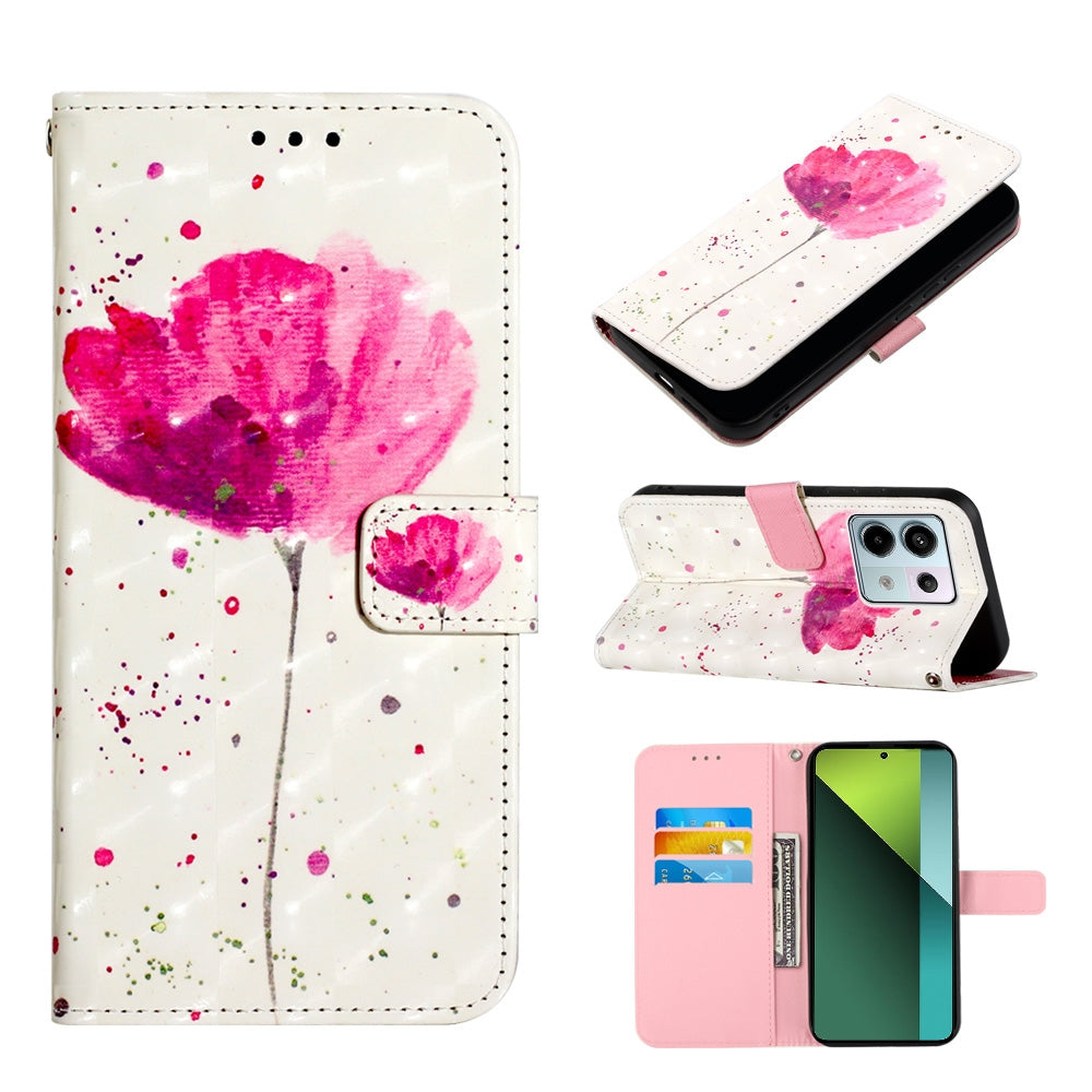 Xiaomi Redmi Note 13 Pro 5G Global Leather Flip Phone Case with 3D Painted Design, Card Holder, Wallet & Stand Function - Durable Protection & Easy Access