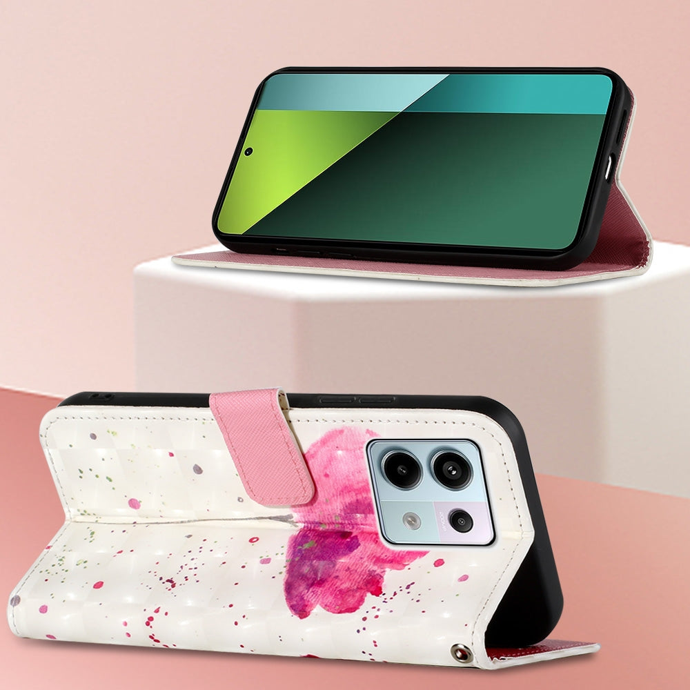 Xiaomi Redmi Note 13 Pro 5G Global Leather Flip Phone Case with 3D Painted Design, Card Holder, Wallet & Stand Function - Durable Protection & Easy Access
