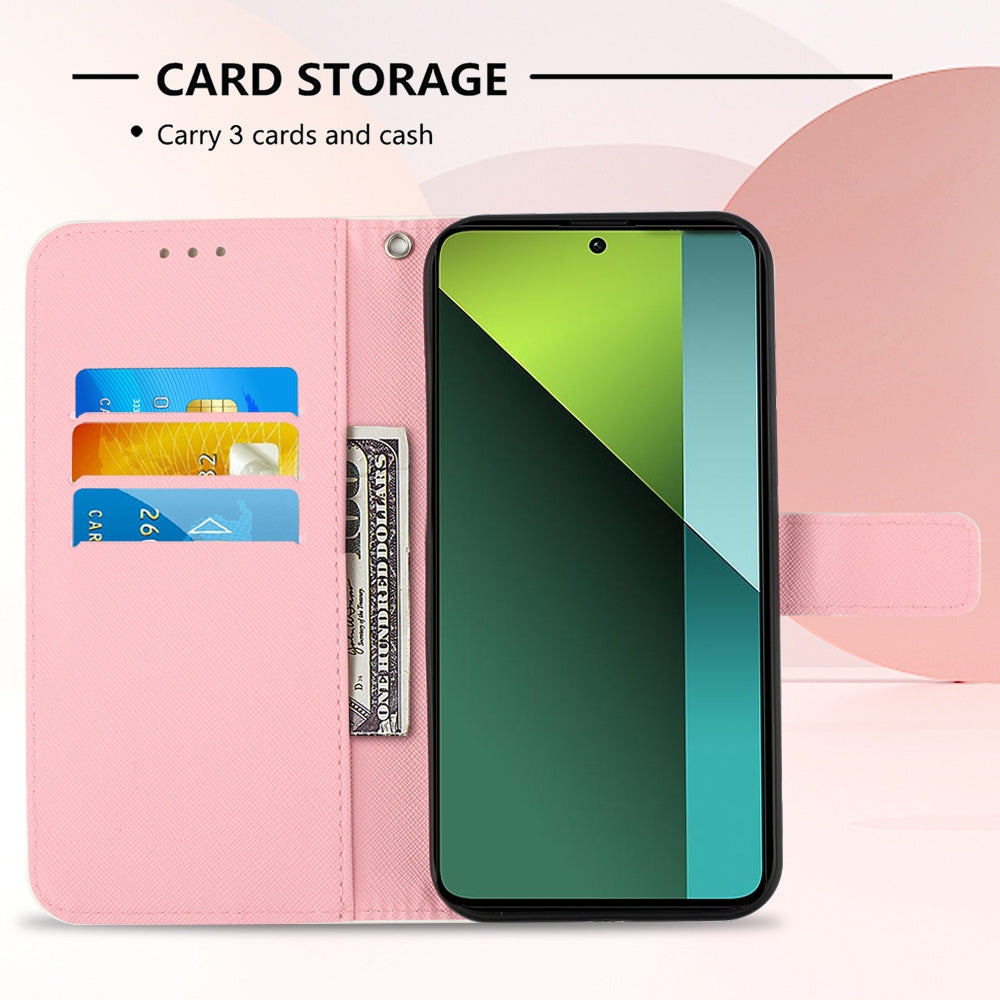 Xiaomi Redmi Note 13 Pro 5G Global Leather Flip Phone Case with 3D Painted Design, Card Holder, Wallet & Stand Function - Durable Protection & Easy Access