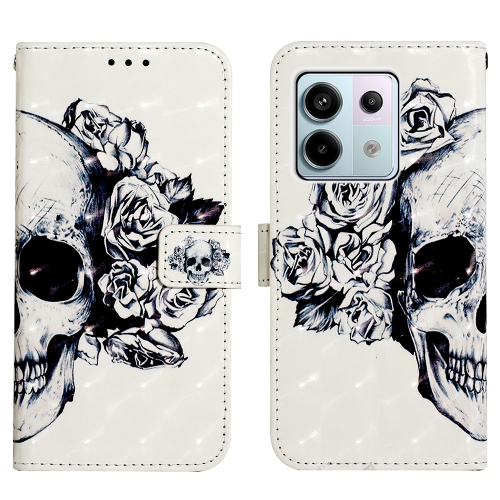 Xiaomi Redmi Note 13 Pro 5G Global Leather Flip Phone Case with 3D Painted Design, Card Holder, Wallet & Stand Function - Durable Protection & Easy Access