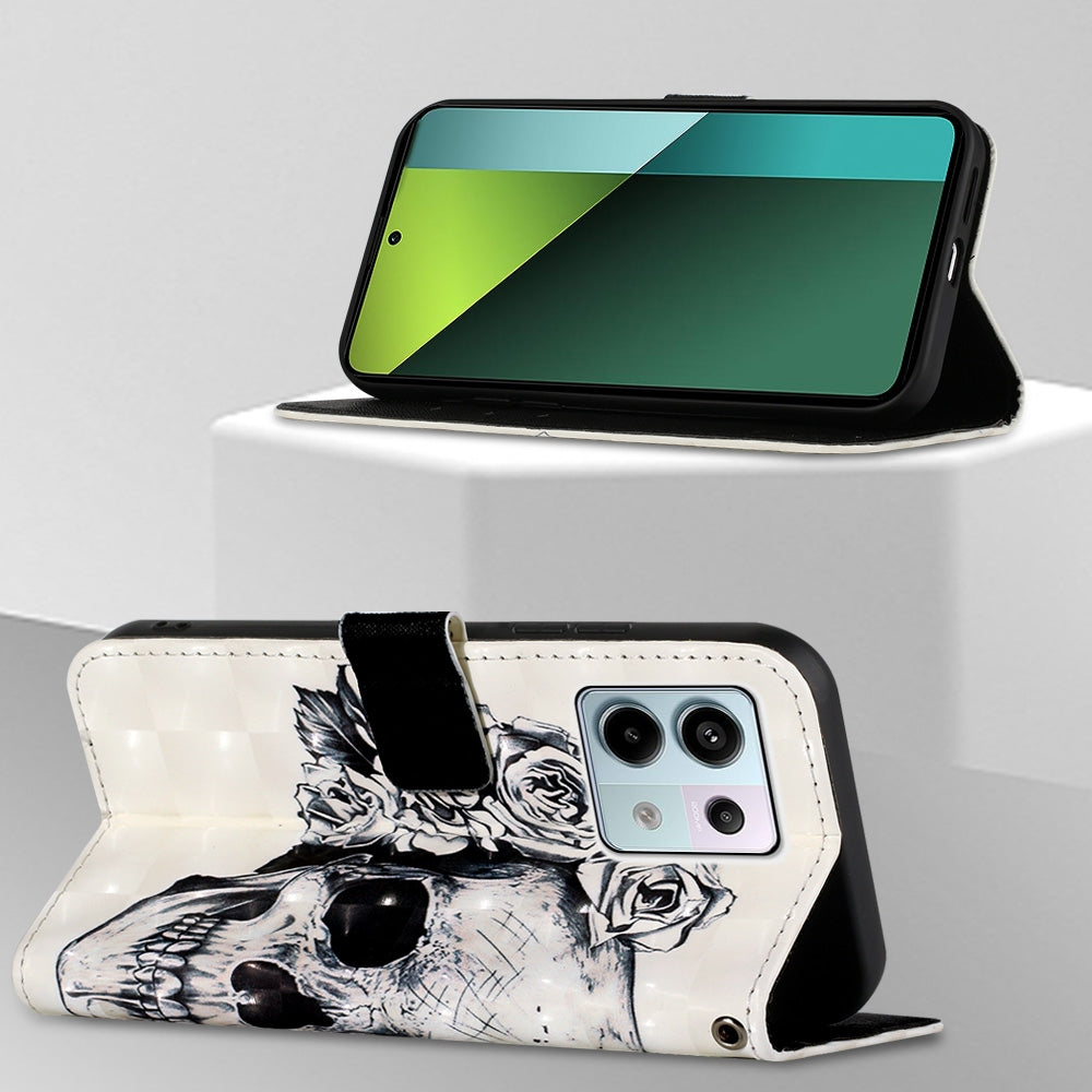 Xiaomi Redmi Note 13 Pro 5G Global Leather Flip Phone Case with 3D Painted Design, Card Holder, Wallet & Stand Function - Durable Protection & Easy Access