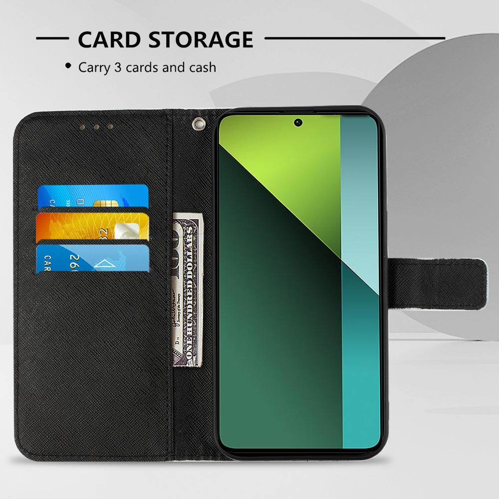 Xiaomi Redmi Note 13 Pro 5G Global Leather Flip Phone Case with 3D Painted Design, Card Holder, Wallet & Stand Function - Durable Protection & Easy Access