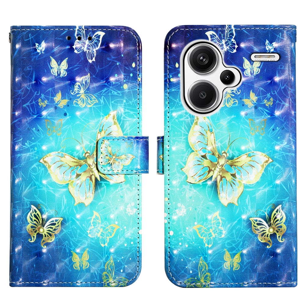 Xiaomi Redmi Note 13 Pro+ 5G Leather Flip Phone Case with 3D Painted Design, Card Holder, Wallet & Stand Function - Durable Protection & Easy Access