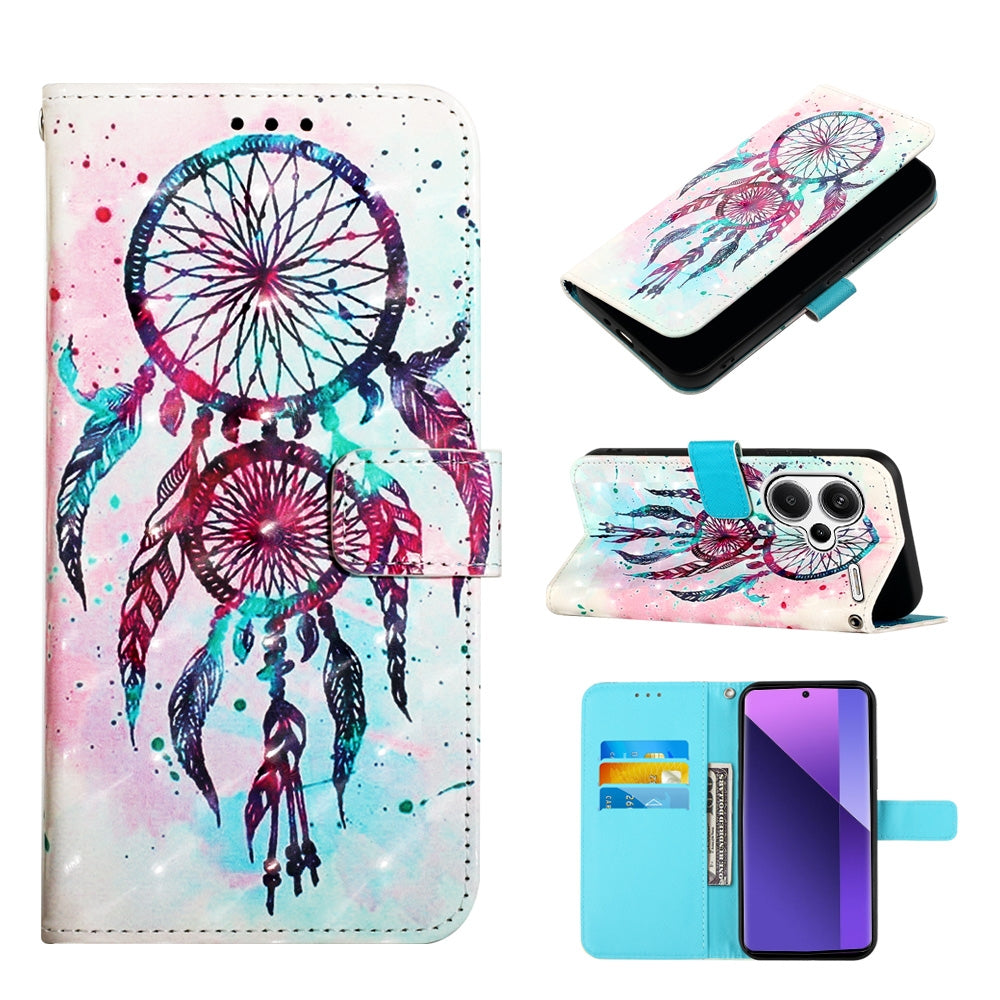 Xiaomi Redmi Note 13 Pro+ 5G Leather Flip Phone Case with 3D Painted Design, Card Holder, Wallet & Stand Function - Durable Protection & Easy Access