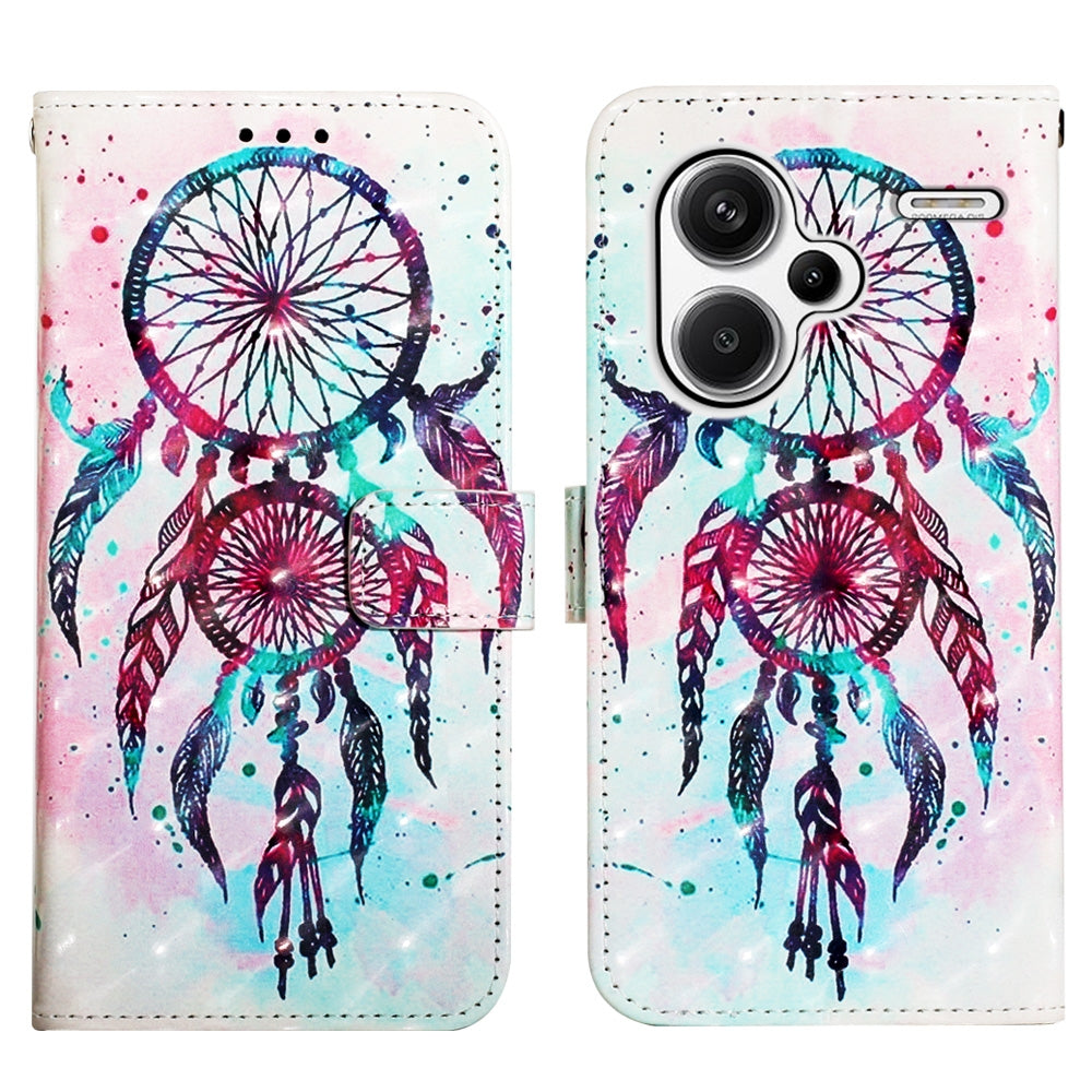 Xiaomi Redmi Note 13 Pro+ 5G Leather Flip Phone Case with 3D Painted Design, Card Holder, Wallet & Stand Function - Durable Protection & Easy Access