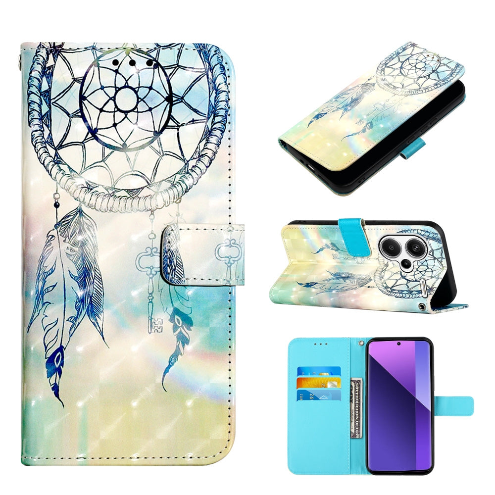 Xiaomi Redmi Note 13 Pro+ 5G Leather Flip Phone Case with 3D Painted Design, Card Holder, Wallet & Stand Function - Durable Protection & Easy Access