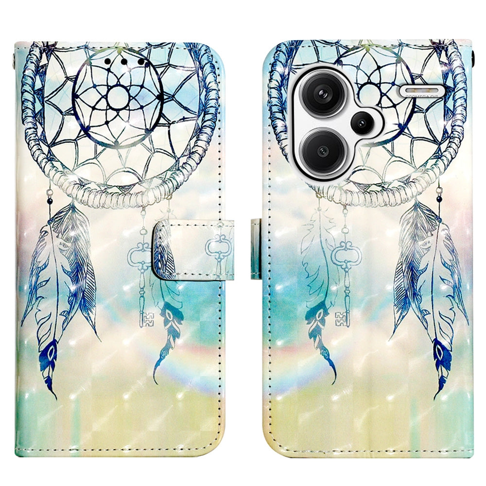 Xiaomi Redmi Note 13 Pro+ 5G Leather Flip Phone Case with 3D Painted Design, Card Holder, Wallet & Stand Function - Durable Protection & Easy Access