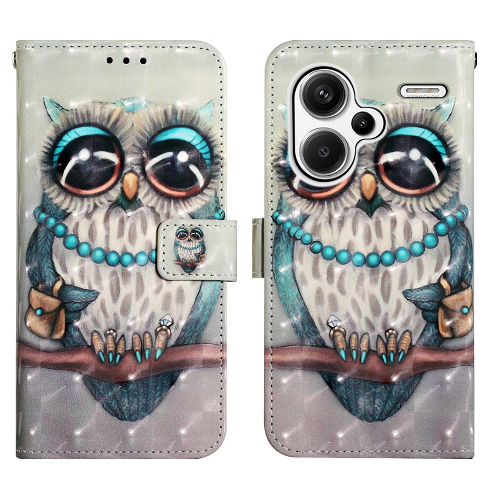 Xiaomi Redmi Note 13 Pro+ 5G Leather Flip Phone Case with 3D Painted Design, Card Holder, Wallet & Stand Function - Durable Protection & Easy Access