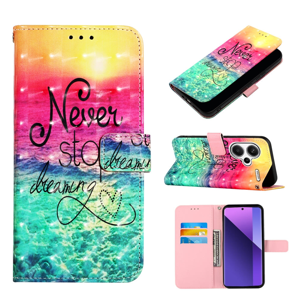 Xiaomi Redmi Note 13 Pro+ 5G Leather Flip Phone Case with 3D Painted Design, Card Holder, Wallet & Stand Function - Durable Protection & Easy Access