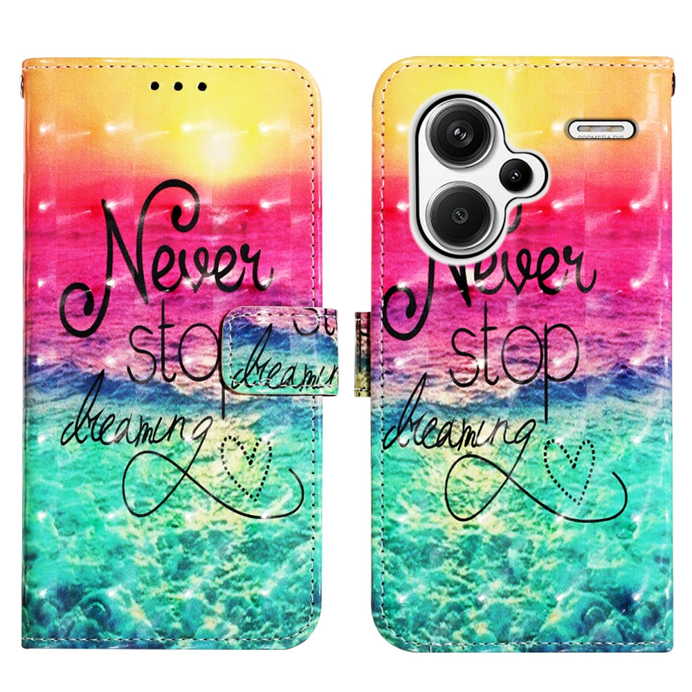 Xiaomi Redmi Note 13 Pro+ 5G Leather Flip Phone Case with 3D Painted Design, Card Holder, Wallet & Stand Function - Durable Protection & Easy Access