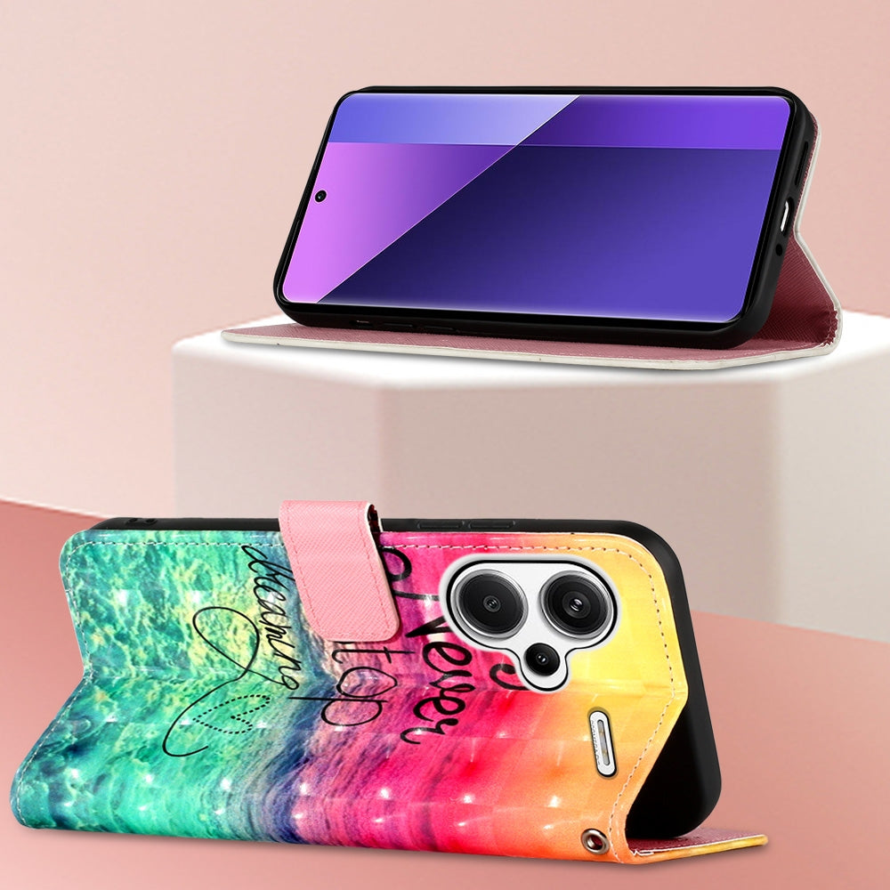 Xiaomi Redmi Note 13 Pro+ 5G Leather Flip Phone Case with 3D Painted Design, Card Holder, Wallet & Stand Function - Durable Protection & Easy Access