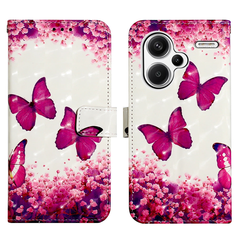 Xiaomi Redmi Note 13 Pro+ 5G Leather Flip Phone Case with 3D Painted Design, Card Holder, Wallet & Stand Function - Durable Protection & Easy Access