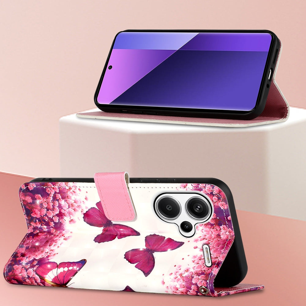 Xiaomi Redmi Note 13 Pro+ 5G Leather Flip Phone Case with 3D Painted Design, Card Holder, Wallet & Stand Function - Durable Protection & Easy Access