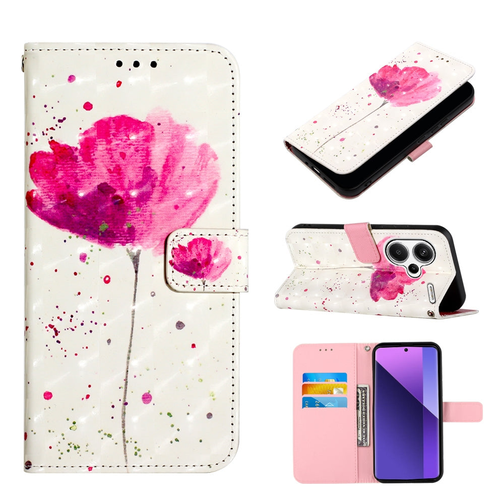 Xiaomi Redmi Note 13 Pro+ 5G Leather Flip Phone Case with 3D Painted Design, Card Holder, Wallet & Stand Function - Durable Protection & Easy Access