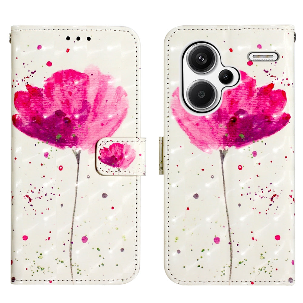 Xiaomi Redmi Note 13 Pro+ 5G Leather Flip Phone Case with 3D Painted Design, Card Holder, Wallet & Stand Function - Durable Protection & Easy Access