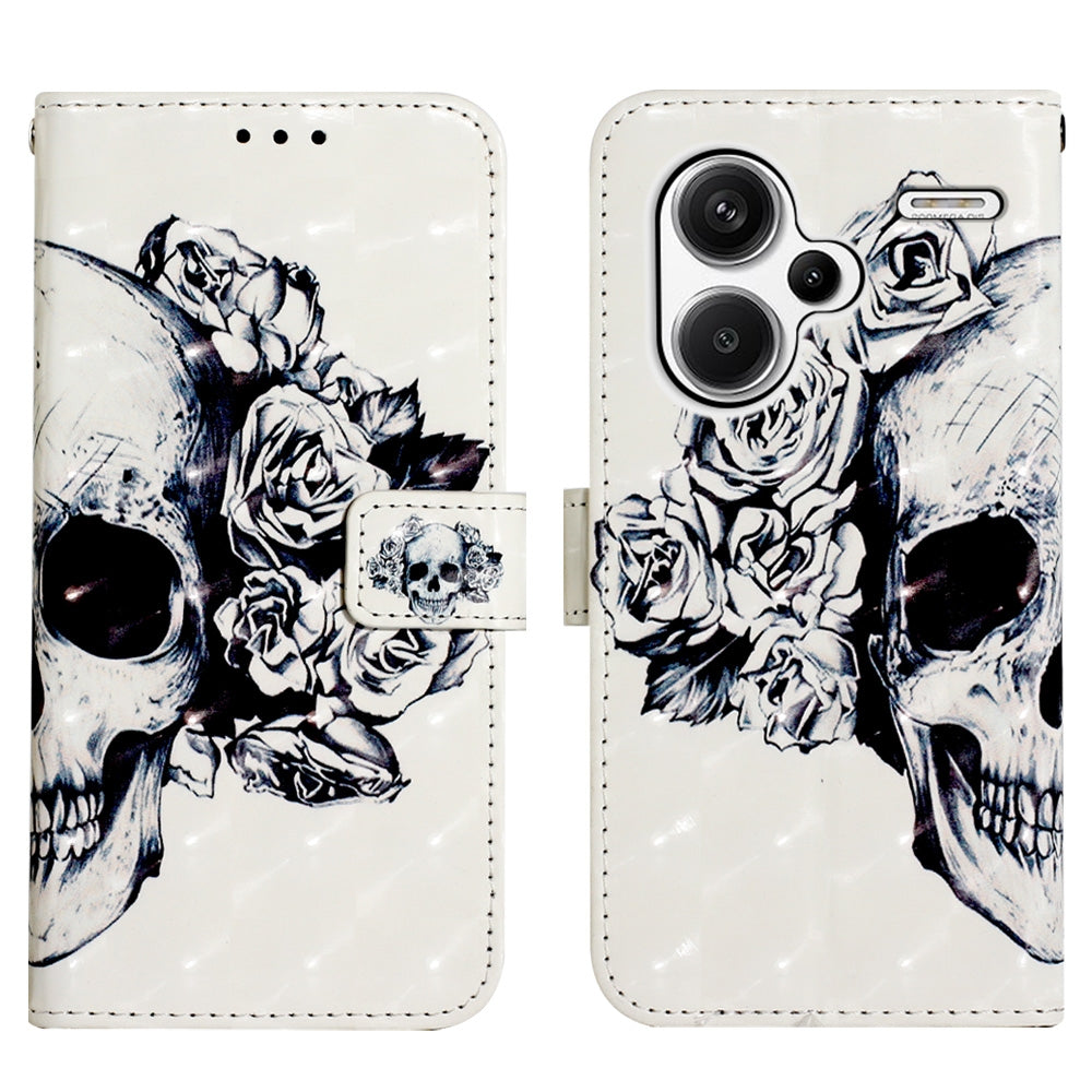 Xiaomi Redmi Note 13 Pro+ 5G Leather Flip Phone Case with 3D Painted Design, Card Holder, Wallet & Stand Function - Durable Protection & Easy Access